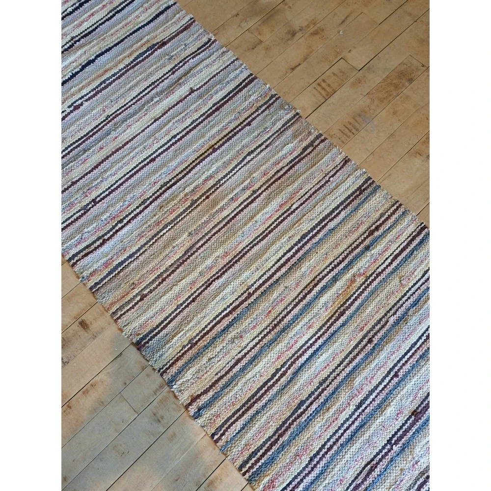 Antique Imported Swedish HandMade Rag Rug Runner‎ (25 x 147 inches )